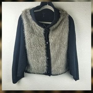 Nordstrom Lamb's Wool Poncho Cape Button Sweater